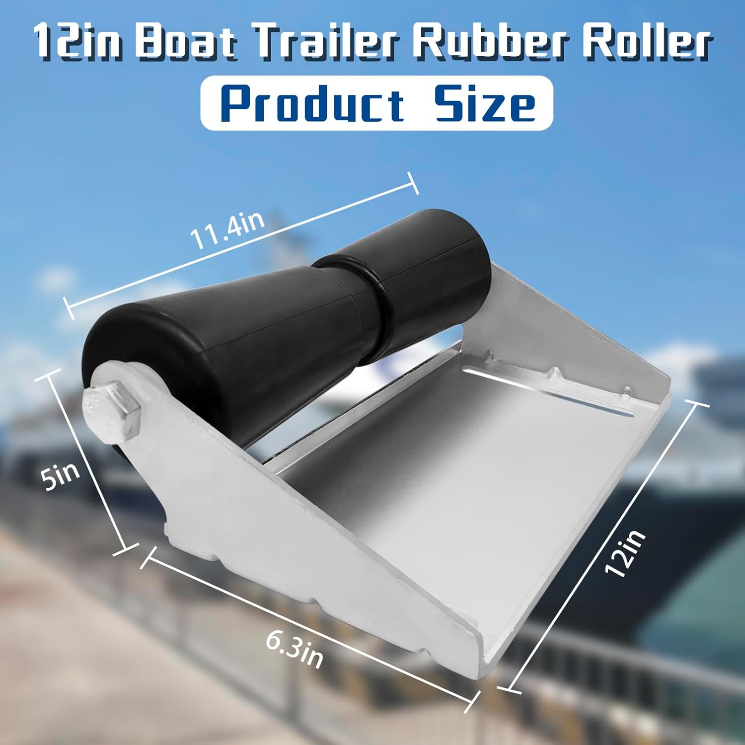 12 Inch Boat Trailer Keel Roller Bracket, Thickened Galvanized Steel, High-Elastic Rubber Roller for Smooth Transport & Keel Protection