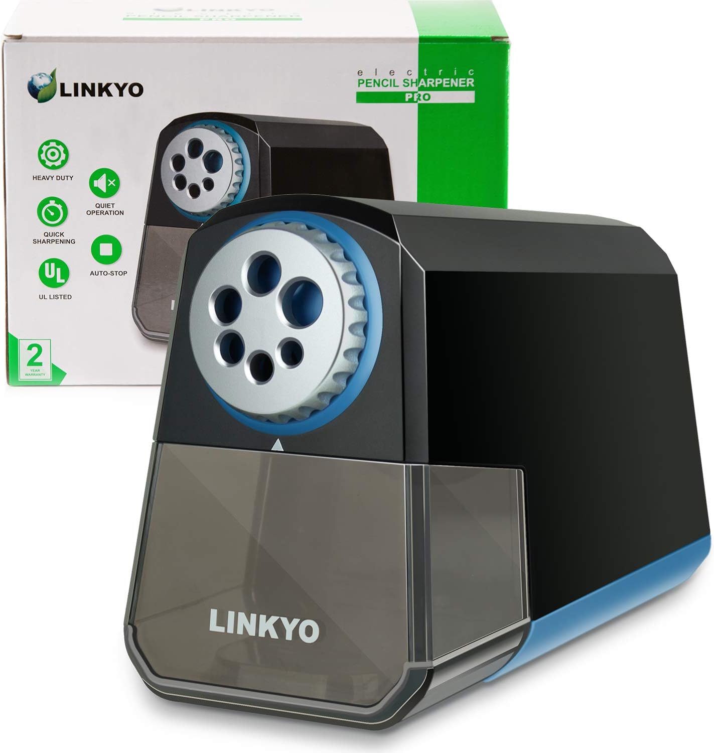 LINKYO Electric Pencil Sharpener Pro (Heavy Duty, Black)
