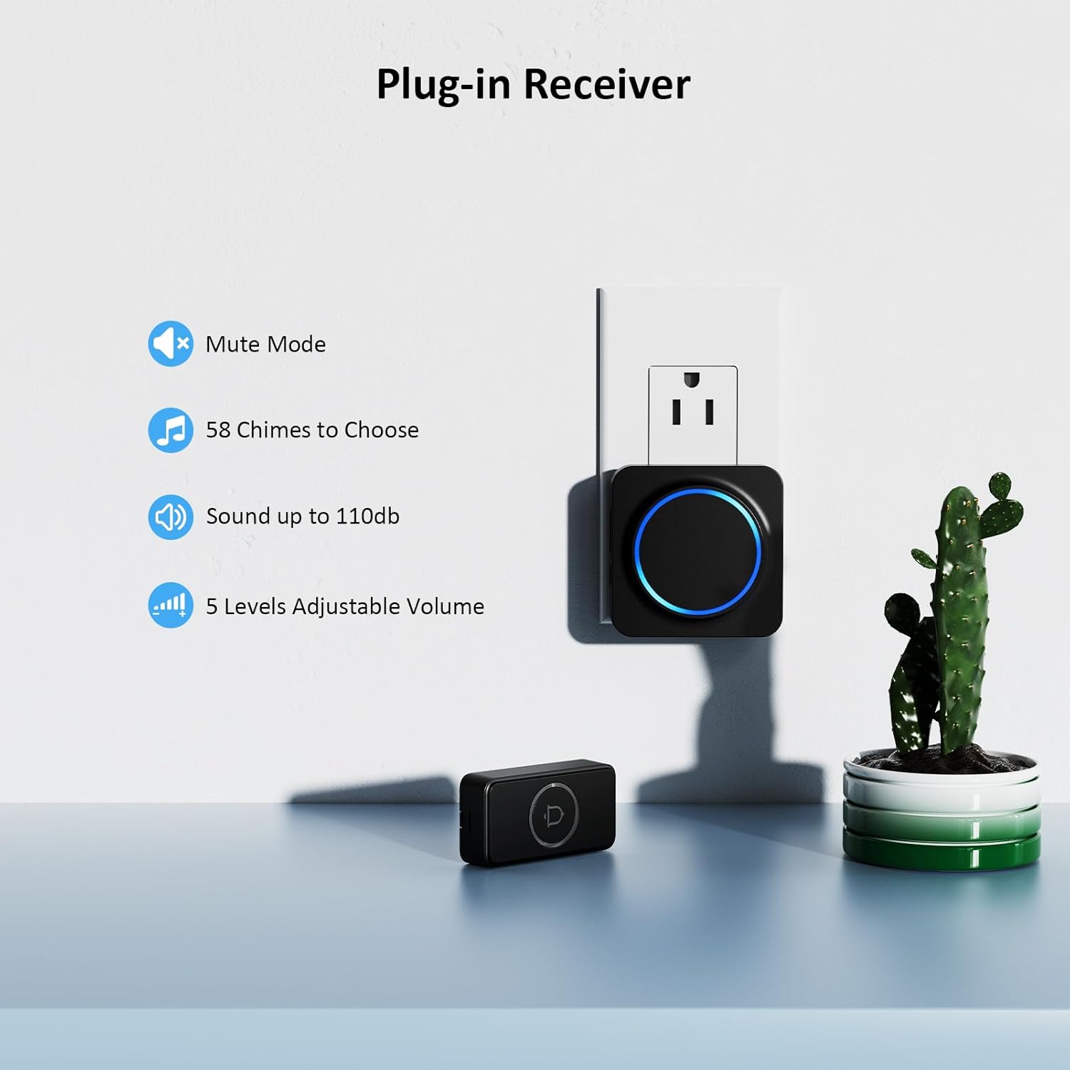 Classroom Doorbells, Wireless Doorbells for Home with Waterproof 1000ft Range 5 Volume Levels 32 Chimes Colorful Led,Battery Powered Door Bell Ringer 1 Button + 2 Plug-in Receivers