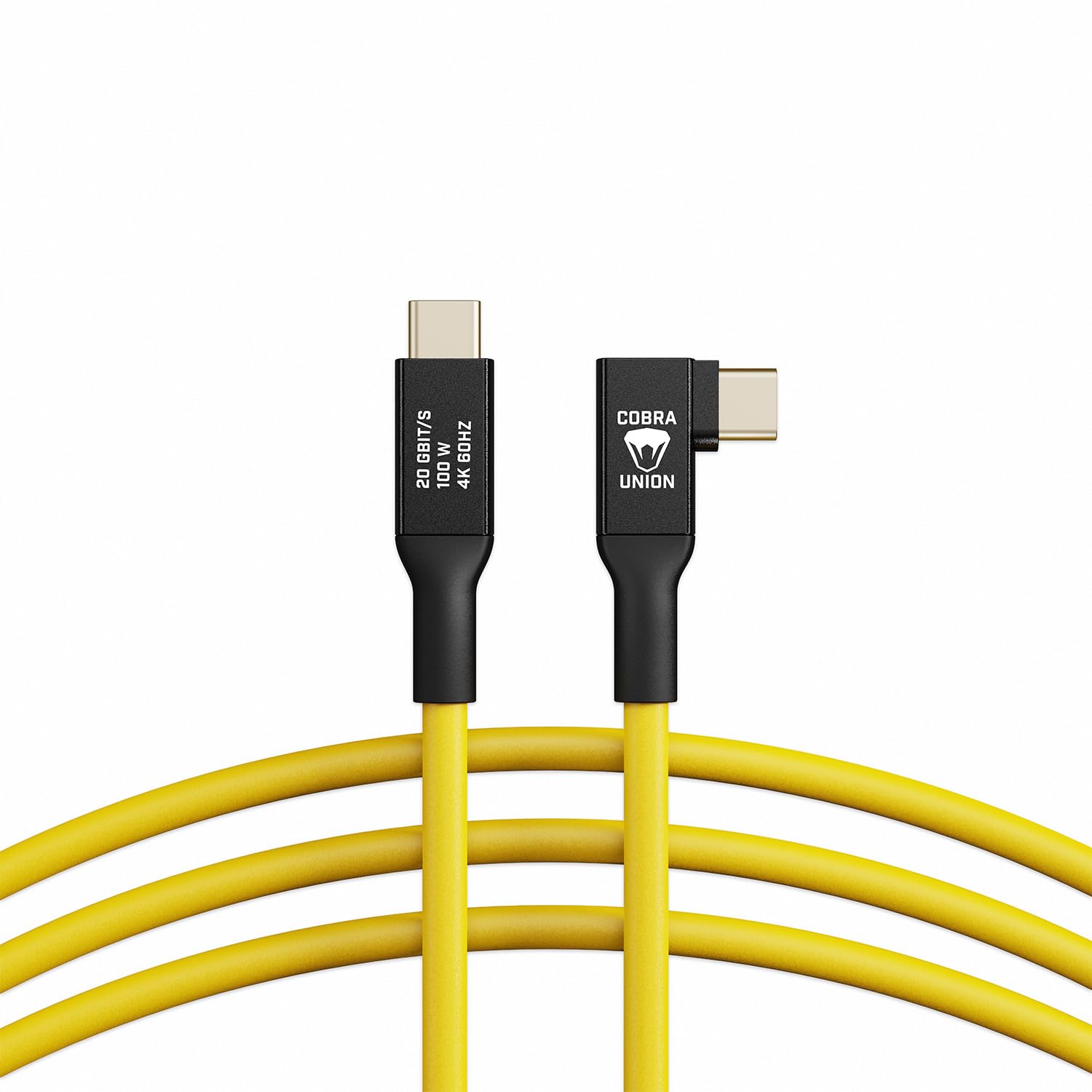 USB-C auf USB-C Kabel 90°, 5m, Gelb