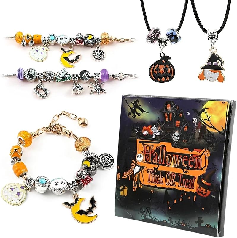Calendario dell'Avvento di Halloween 2025 per ragazze e ragazzi con 24 giorni regalo unico calendario conto alla rovescia design castello spettrale scatola cieca fai da te creativo ciondolo