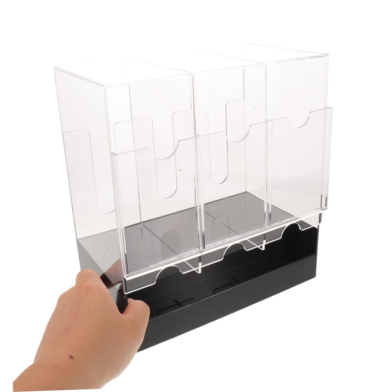 Toyvian Espositore con 3 Scomparti per Carte da Gioco in Acrilico Trasparente per Più di 36 Pacchetti, Superficie Opaca, per Organizzare e Mostrare Carte in Negozi e Scaffali