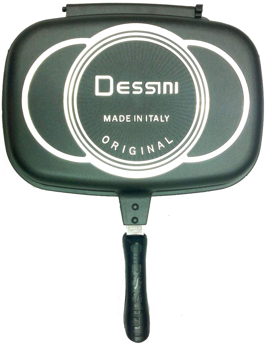 Dessini Aluminum Two-Sided Double Grill Non-stick Pressure Pan, Black