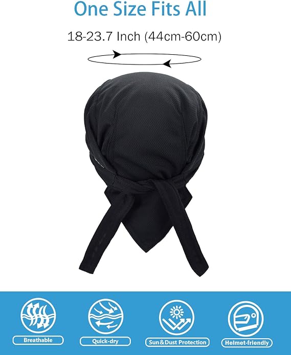 Cooling Do Rags Sweat Wicking Skull Caps Doo Rags Large Motorcycle Dew Rag Head Wrap Bandana Hats Liners for Men and Women