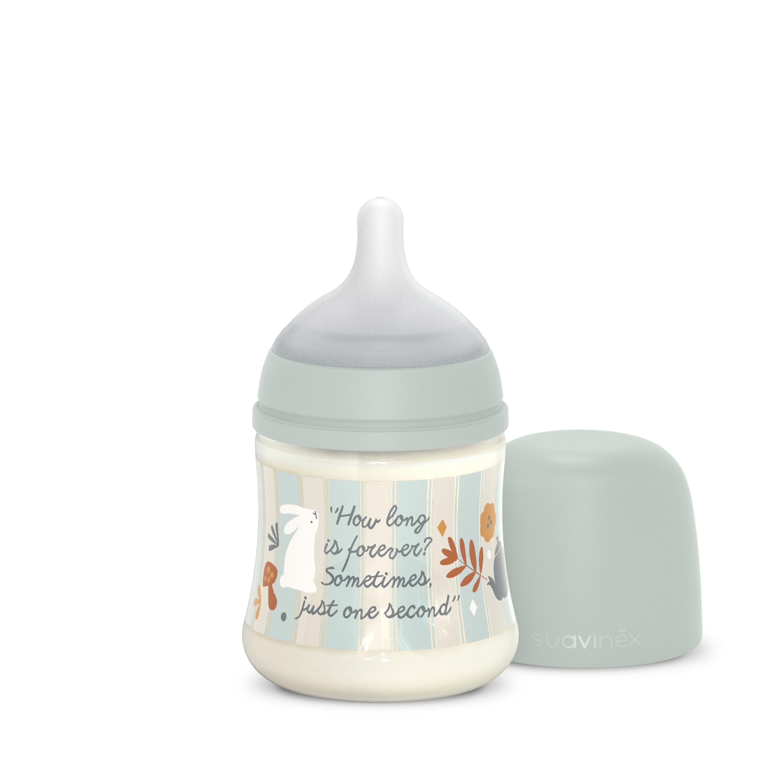 Suavinex, Biberón de 150 ml, con Tetina Fisiológica SX Pro de Silicona, con Válvula Anticólico. Biberón con Tetina de Flujo Lento (S). Bebés +​0 Meses y Recién Nacidos. Wonderland, Verde
