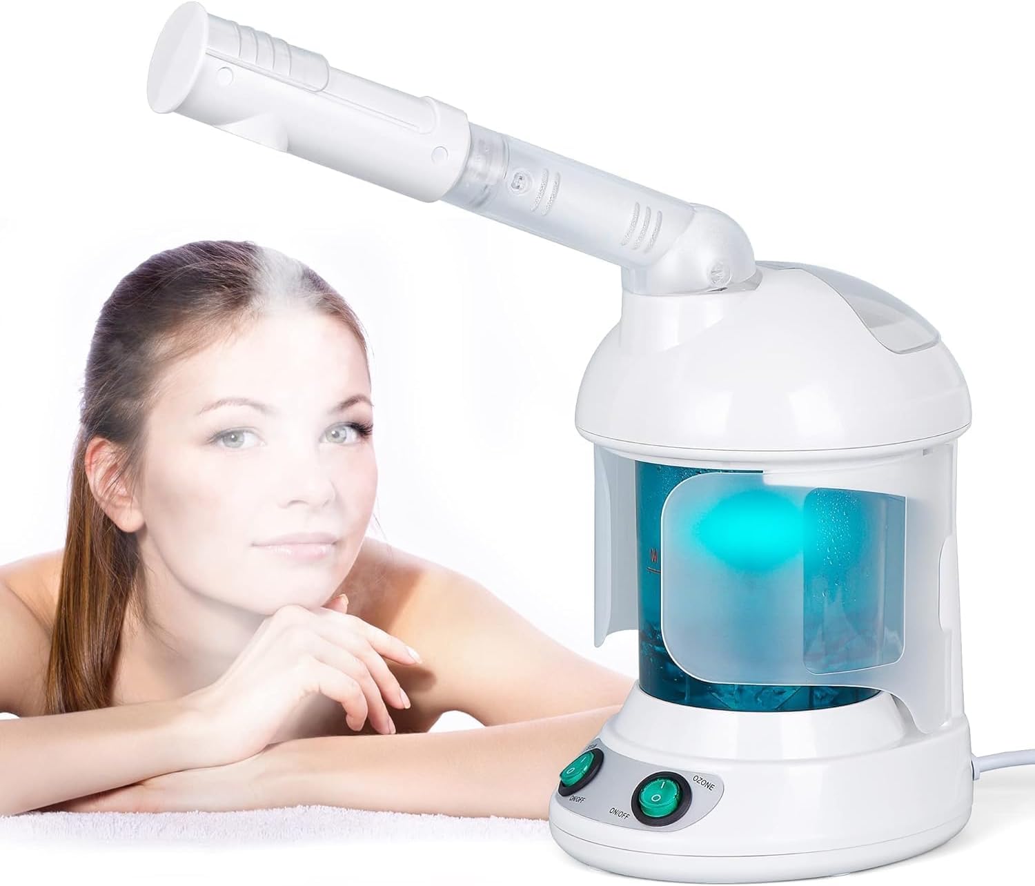 3 in 1 Multi-Functional Ozone Hair Care and Facial Steamer, Air Humidifier Hot Mist Moisturizing Hydration System w/Bonnet Hood, Facial Atomizer Spa, Hair Therapy for Home Salon