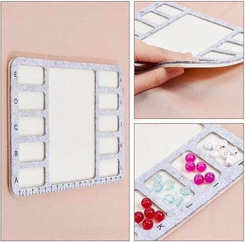 Miniatura 10 de BENECREAT Alfombrilla de fieltro con cuentas de 3 estilos, tableros de cuentas de diseño de fieltro con centímetro alfabético, bandeja de cuentas