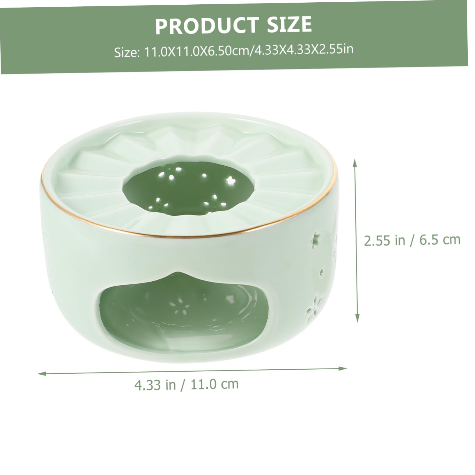 COLLBATH Calentador de Calentar de Tetera Verde en Cerámica Diseño Hueco Resistente Estilo Retro Simple para Té Casa