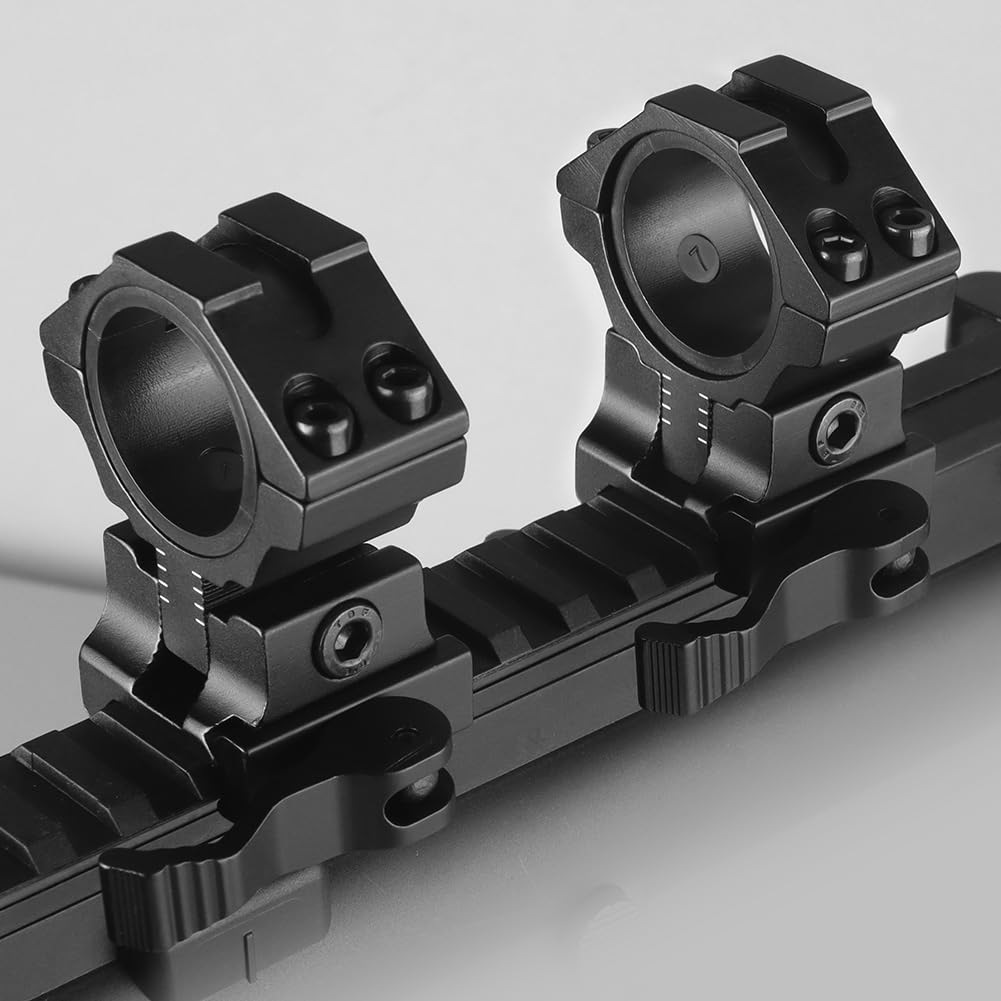KEENZO 25,4mm/30mm Anelli di Montaggio, Altezza Regolabile, Rilascio/Blocco Rapido, Adattatore per Cannocchiale Mirino, 20mm e Picatinny, 2 Pezzi