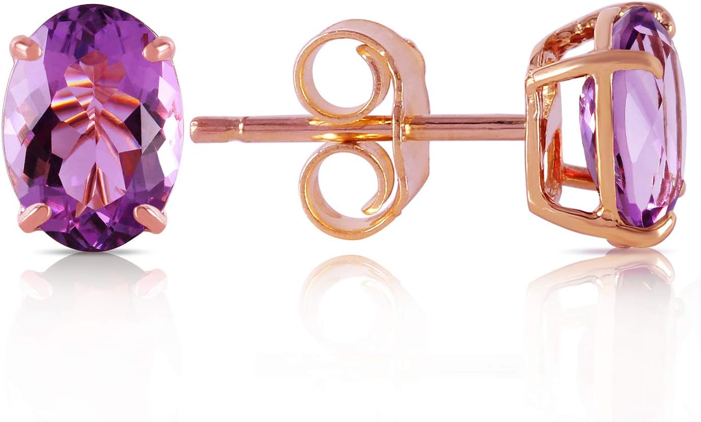 1.8 Carat 14k Solid Rose Gold Panache Amethyst Stud Earrings
