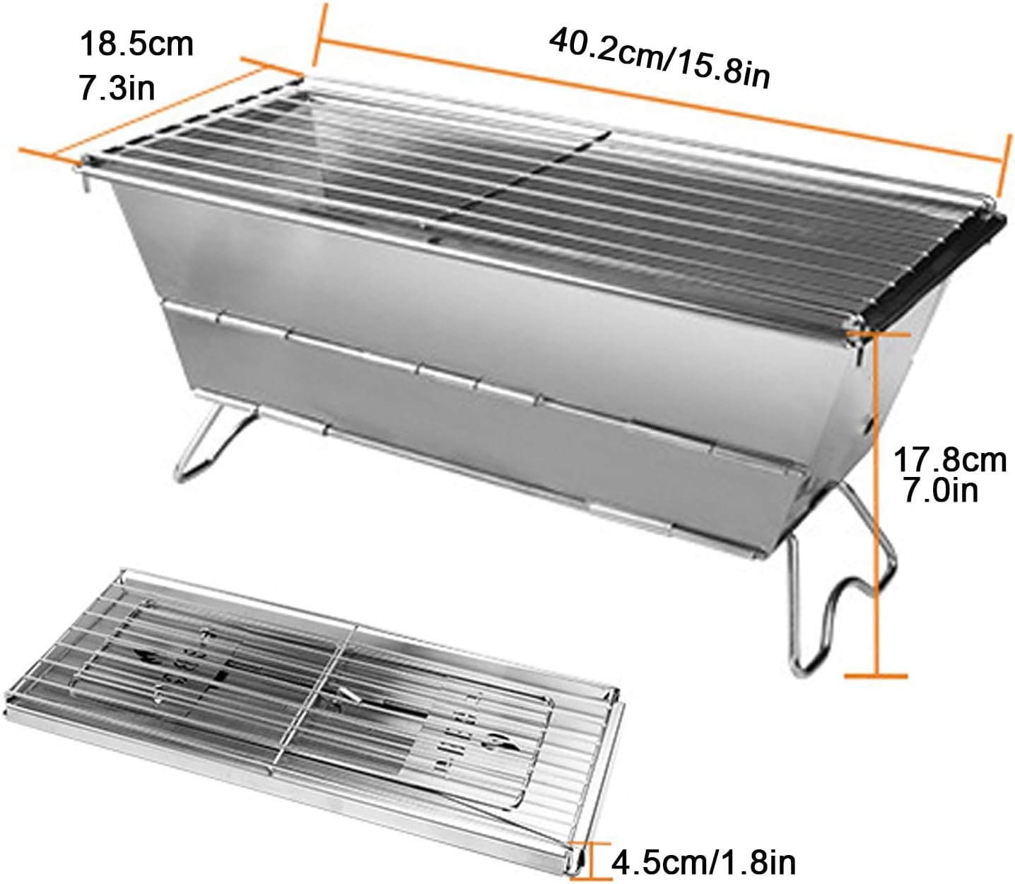 Indoor Grill Two Piece Set, Portable Grill with Extended Leg Rack, Grill Perfect for Outdoor Camping, Picnics, and Family Barbecues