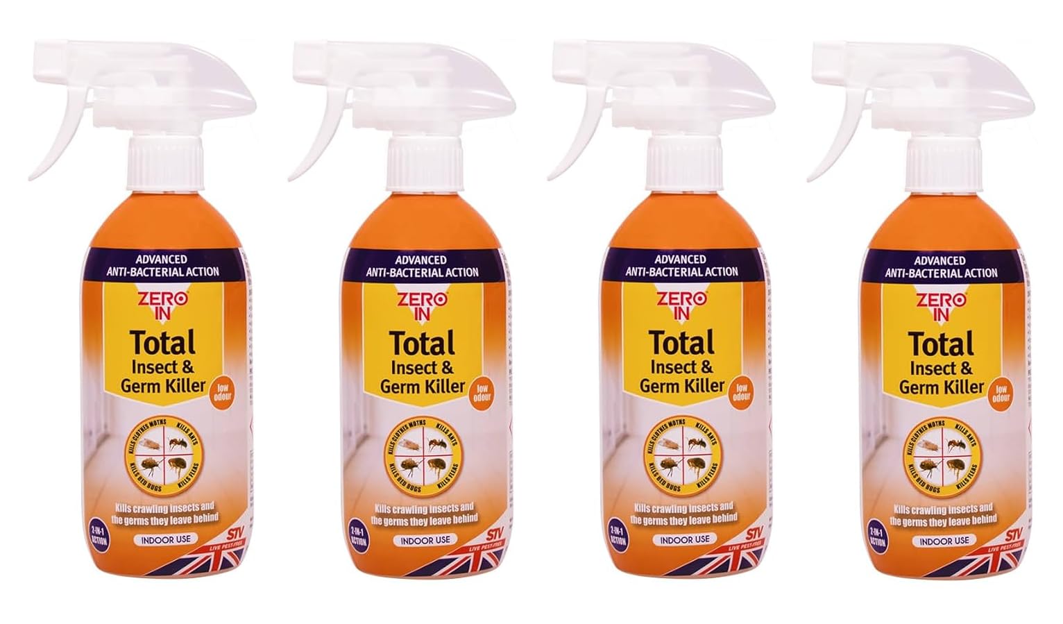 Total Insect & Germ Killer Spray 500ml – Low Odour Indoor Pest Control, Kills Ants, Bed Bugs, Fleas & Clothes Moths with Advanced Anti-Bacterial Action (4)
