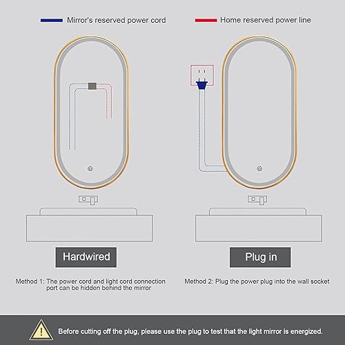 Miniatura 7 de Espejo de baño con retroiluminación LED ovalada de 19685 x 31496in con control táctil de sensor función de atenuación de 3 colores espejo de