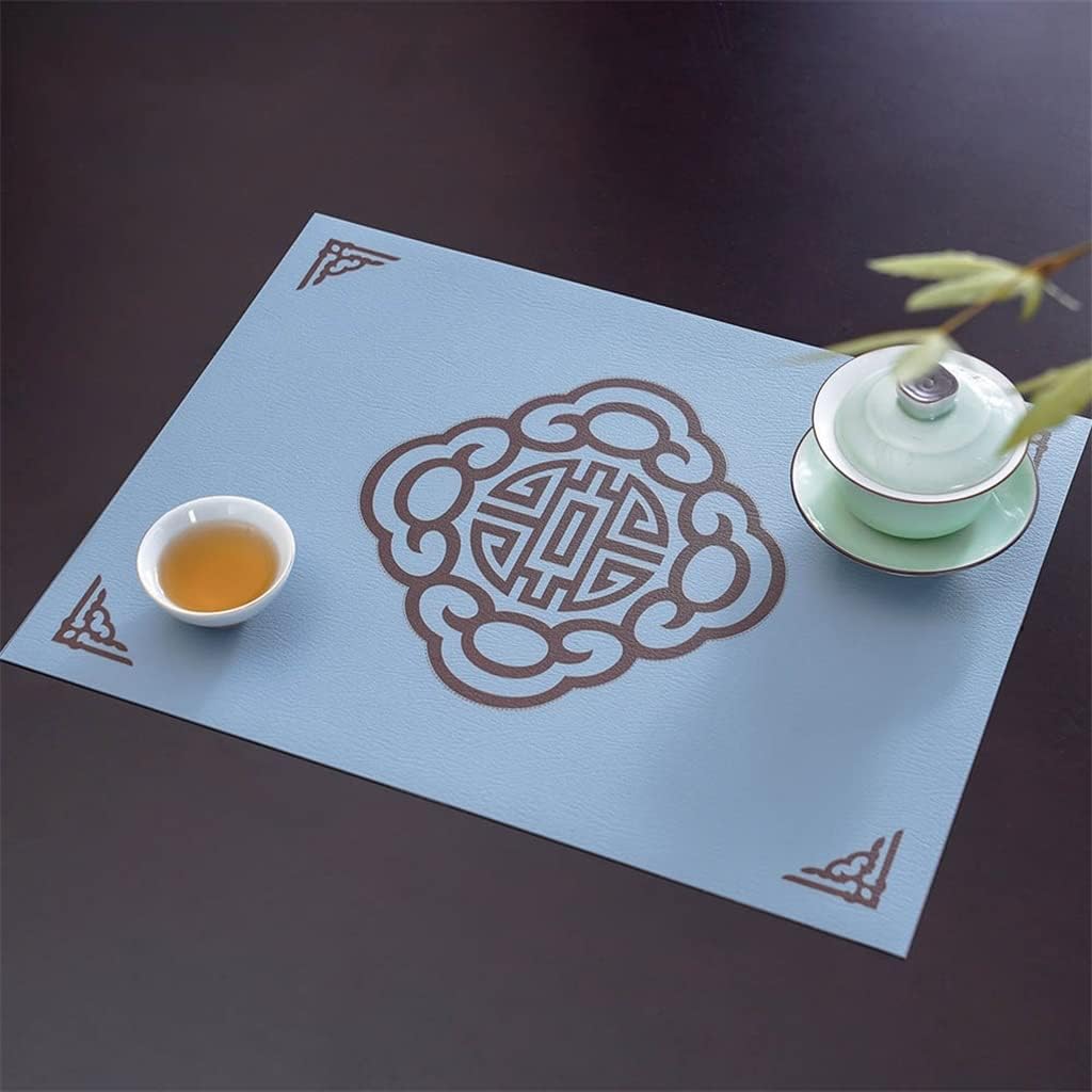 2 Pcs Tableware Retro Place Mat Chinese Leather Table Mat Heat Insulation Mat Place Mat Table Mat(Black)