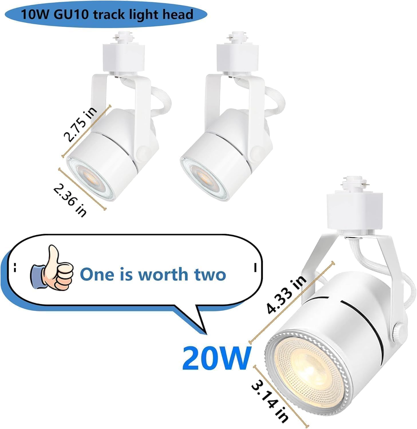 LED Track Lighting Kits, PAR20 Track Lighting Heads with 2x3.28Ft H Type Track Lights Rails, 4000K Natural Light Indoor Spotlight Fixtures