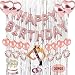 Kwayi Birthday Party Decorations Kit, Gold Rose Happy Birthday Party Supplies with HAPPY BRITHDAY Foil Balloon, Silver Curtain, Sash, Cake Topper, Whole Set 35PCS For Women Girl All Ages Birthday Party Decoration