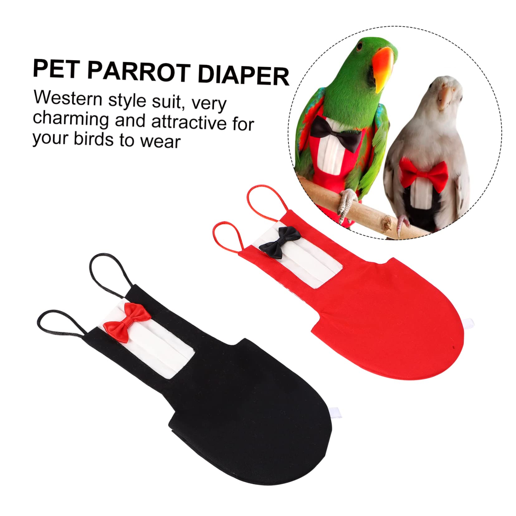 Sosoport 4pezzi Pannolini Per Pappagalli Lavabili e Riutilizzabili Con Cravattino Vestito Elegante Per Uccelli Da Compagnia Adatto Per Pappagalli Di Medie Come Cockatiel e Conure