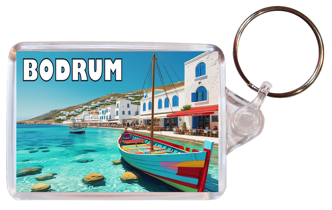Baked Bean Store Bodrum - Turkey - Double Sided Keyring Artistic BBSKEY18