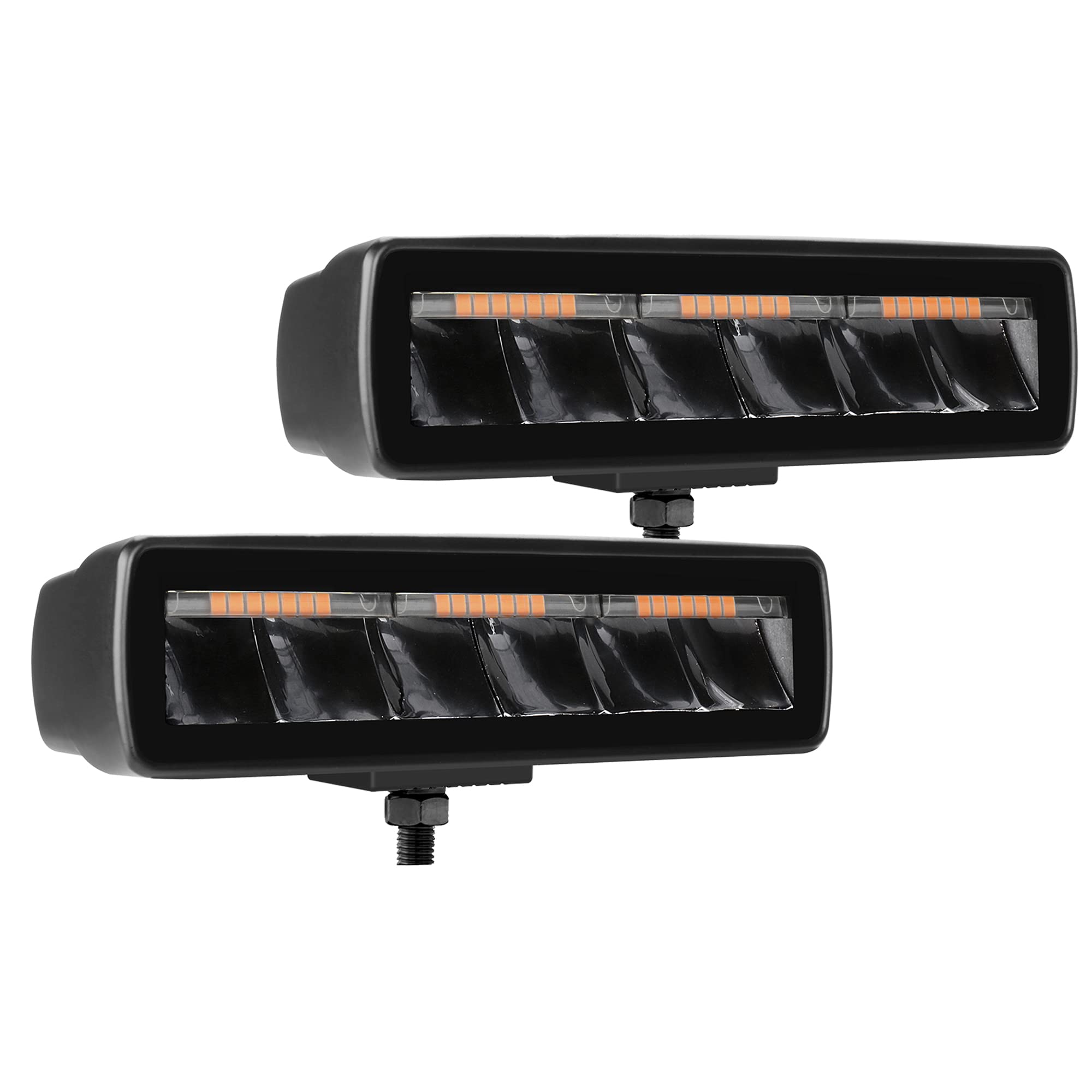 Go Rhino Xplor Lighting: Blackout Combo Series Sixline Spot Lights (Pair) | Surface Mount (Threaded Stud Mount) Aluminum, Black | 750600622SBS