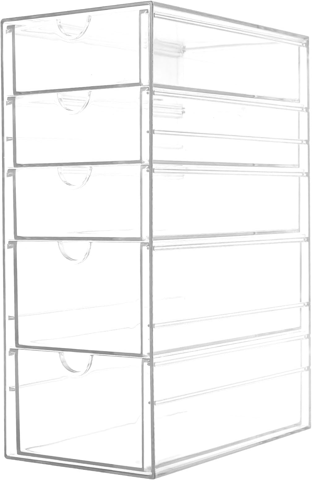 Stackable Clear Storage Drawers with 5/6 Capacity Sliding Drawers for Cosmetics, Jewellery, Pens (5 Layers)
