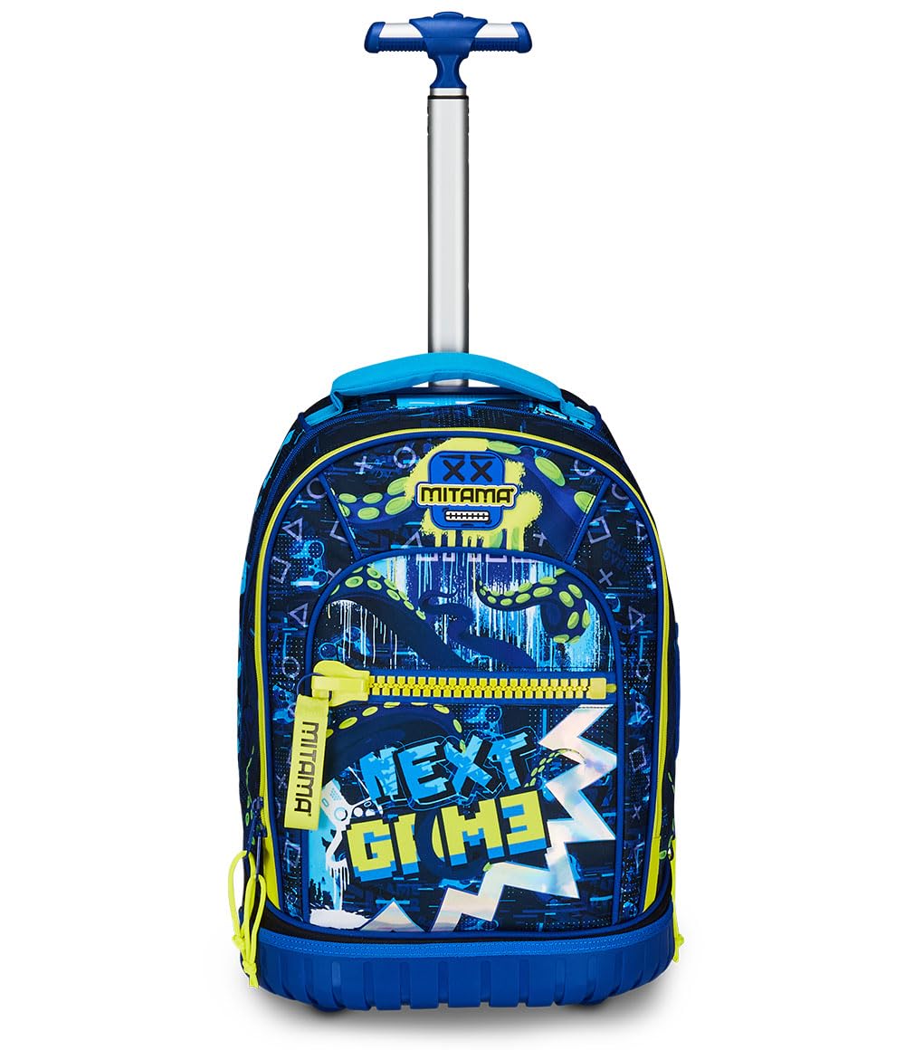 Mitama Trolley Run Scuola Octogamer,Doppio Scomparto, Blu, Scuola Elementare e Tempo Libero, Bambino Ragazzo