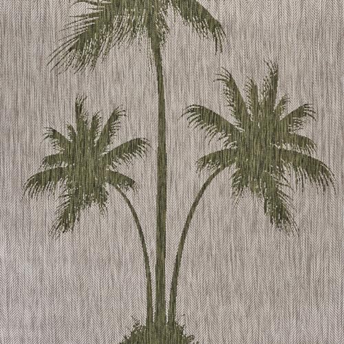 LR Home 8x10 Indoor/Outdoor Area Rug for Home Decor | Coastal Palm Tree Large Size Carpet for Living Room, Bedroom, Playroom, Patio, Garden | Modern Farmhouse Rug | Beige/Dark Green