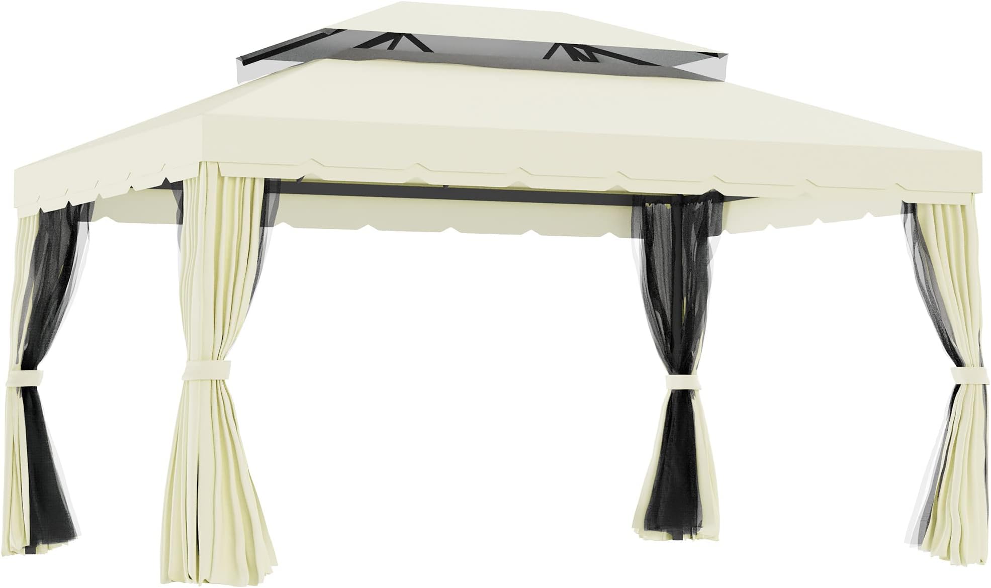 Outsunny Gazebo De Jardin 4 X 3 M En Aluminium Avec Toit De Ventilation