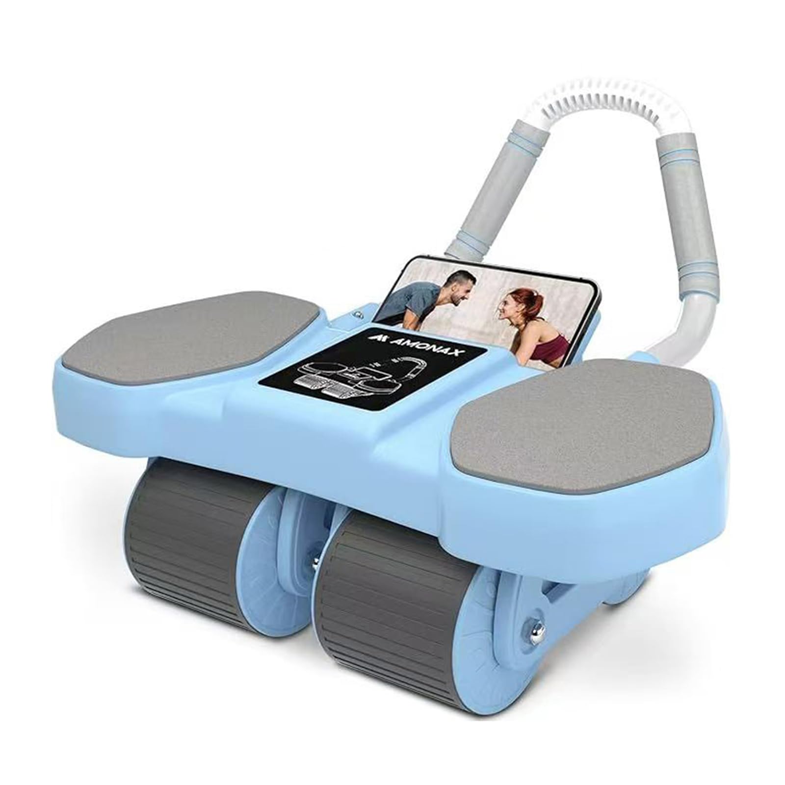 ULUCAN Pro Ab Roller z podpórkami na łokcie, stabilność 4 kółek do brzucha do sześciopaku, łagodzenie bólu pleców, trening podstawowy, bardzo szeroka mata pod kolana w zestawie (do użytku w domowej