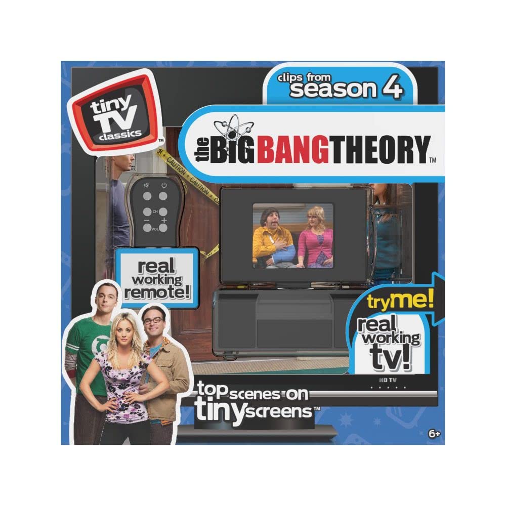 Basic Fun Tiny TV Classic 06953 - The Big Bang Theory Edition, Watch Selected Big Bang Theory Scenes on a Real-Working Classic Tiny TV With Working Remote