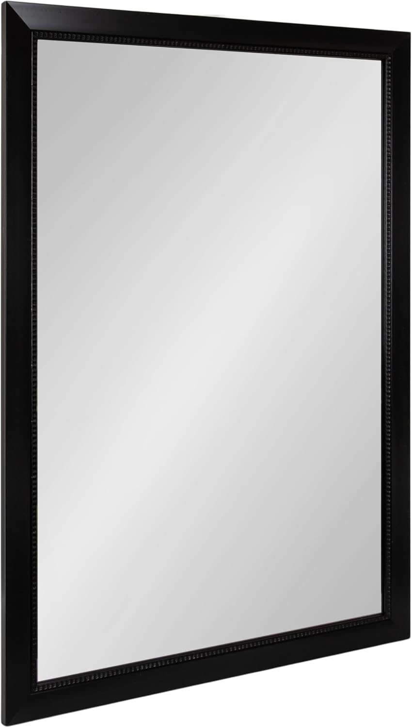 Kate and Laurel Monetta Traditional Framed Rectangle Bathroom Vanity Mirror, 26 x 32, Black, Rectangular Textured Bathroom Mirror for Over Sink or for Use as Entryway or Living Room Decor