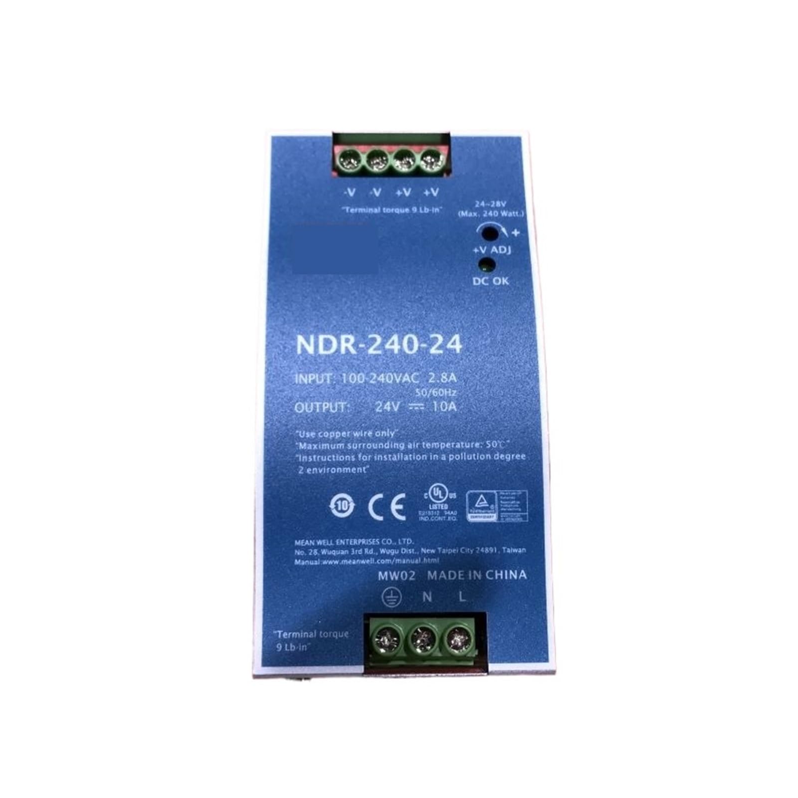 YIVELYYZG NDR-240-24 DC 24V 10A 240W Single Output Industrial Rail Power Supply