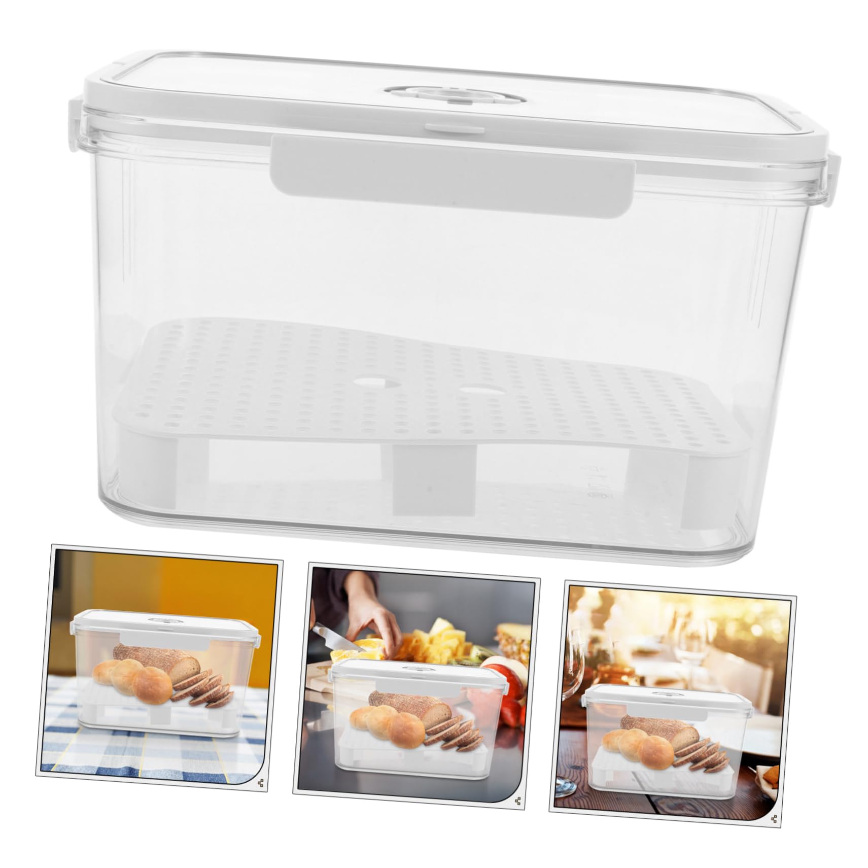 Contenitore per Pane in Plastica con Manici e Chiusura Ermetica | Indicatore Orario, Design Salvaspazio, per Pane e Pasticceria Fatta in Casa su Piano Cucina