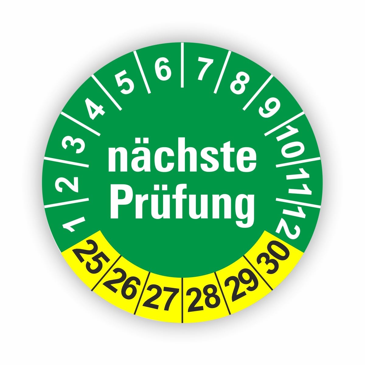 Hochwertige Prüfetiketten FD-6 NÄCHSTE WARTUNG Ø 30mm - Selbstklebende PVC-Folie - Wartungsetiketten für Prüfung - Prüfplakette für Prüfungsnachweis (90 Stück)
