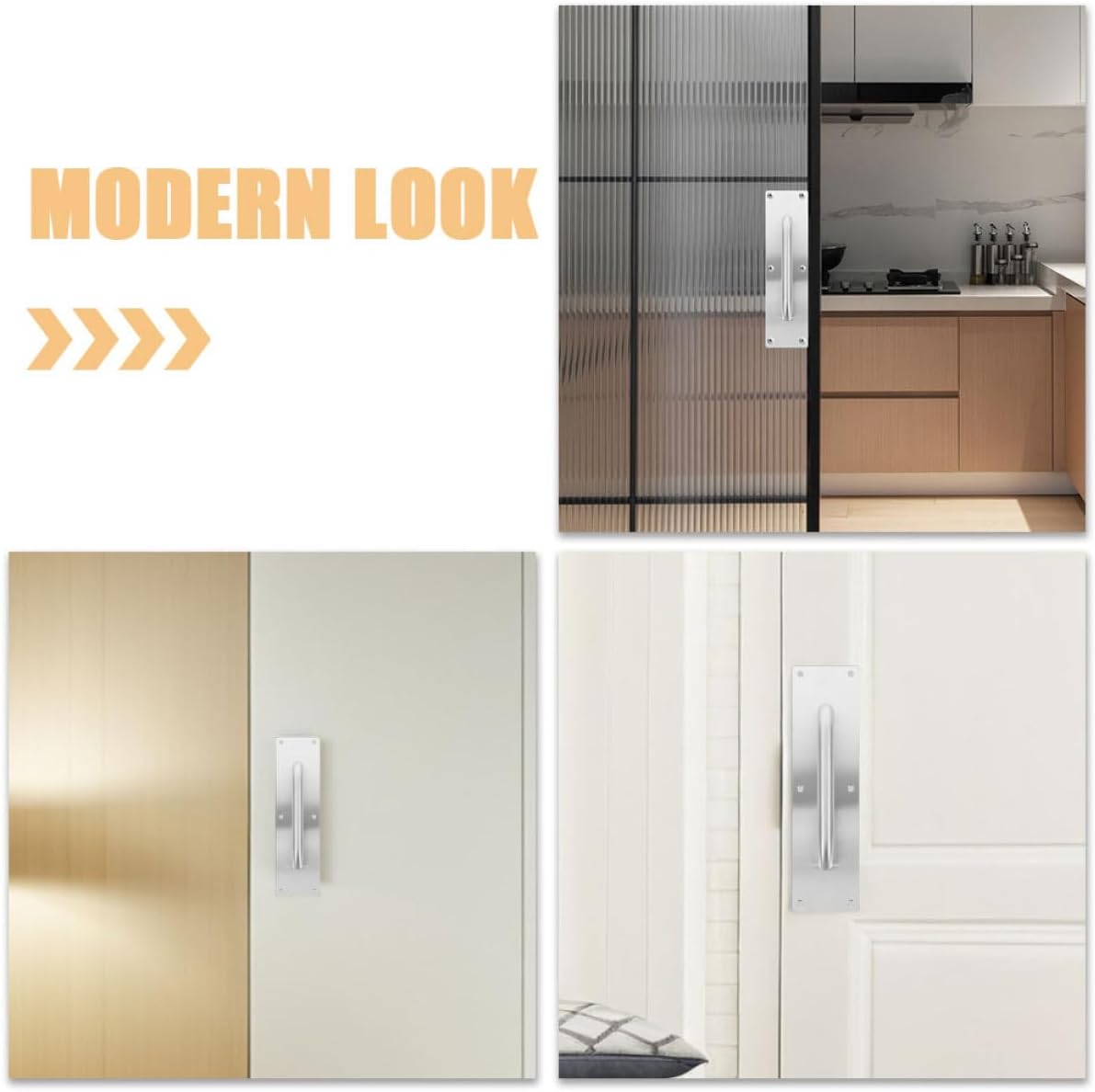 Holibanna 2Pcs Heavy Duty Barn Pull Handle Stainless Steel Fire Door Pull Plates for Commercial Residential Use Easy Operation for High Traffic Areas