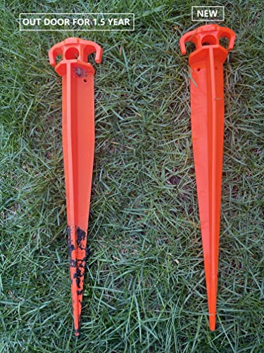 12 Estacas para Tienda de Campaña de 16 pulgadas, Plástico Duradero y Resistente, Color Naranja UV, Paquete de 12 miniatura 6