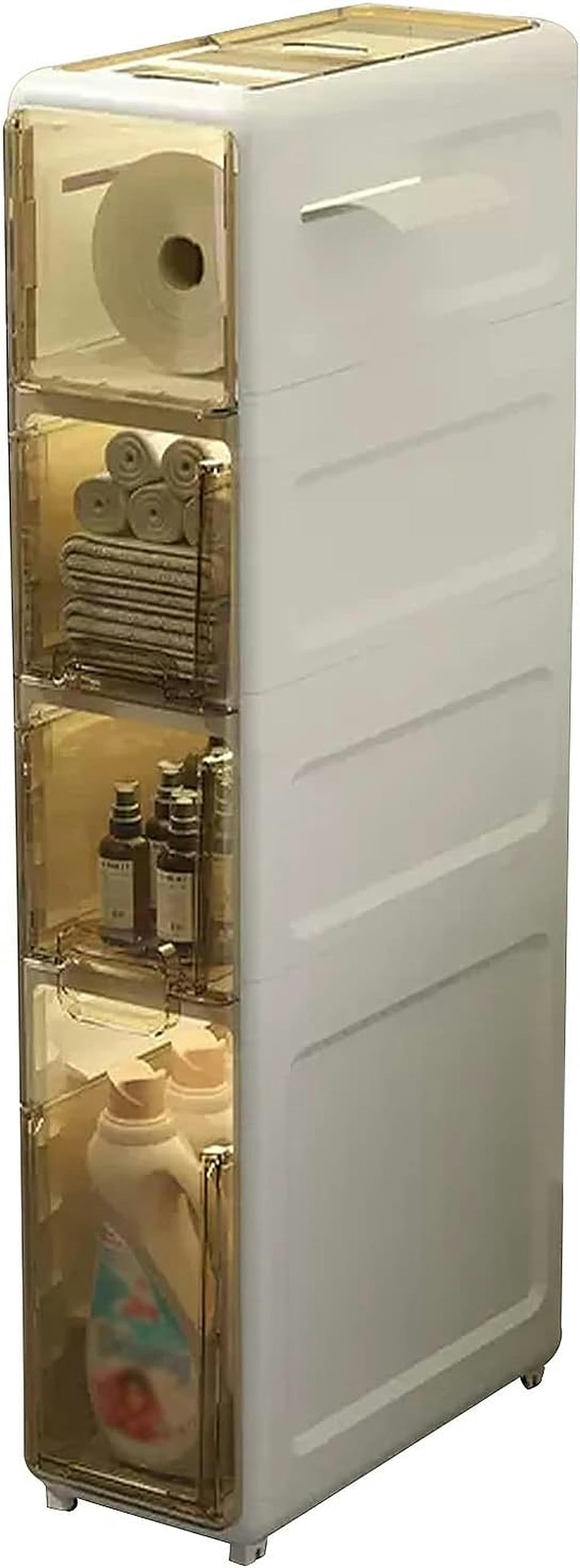 Cassettiera impilabile per bagno, camera da letto, cucina, corridoio, piccolo mobile ad angolo autoportante alto con cassetti (bianco)