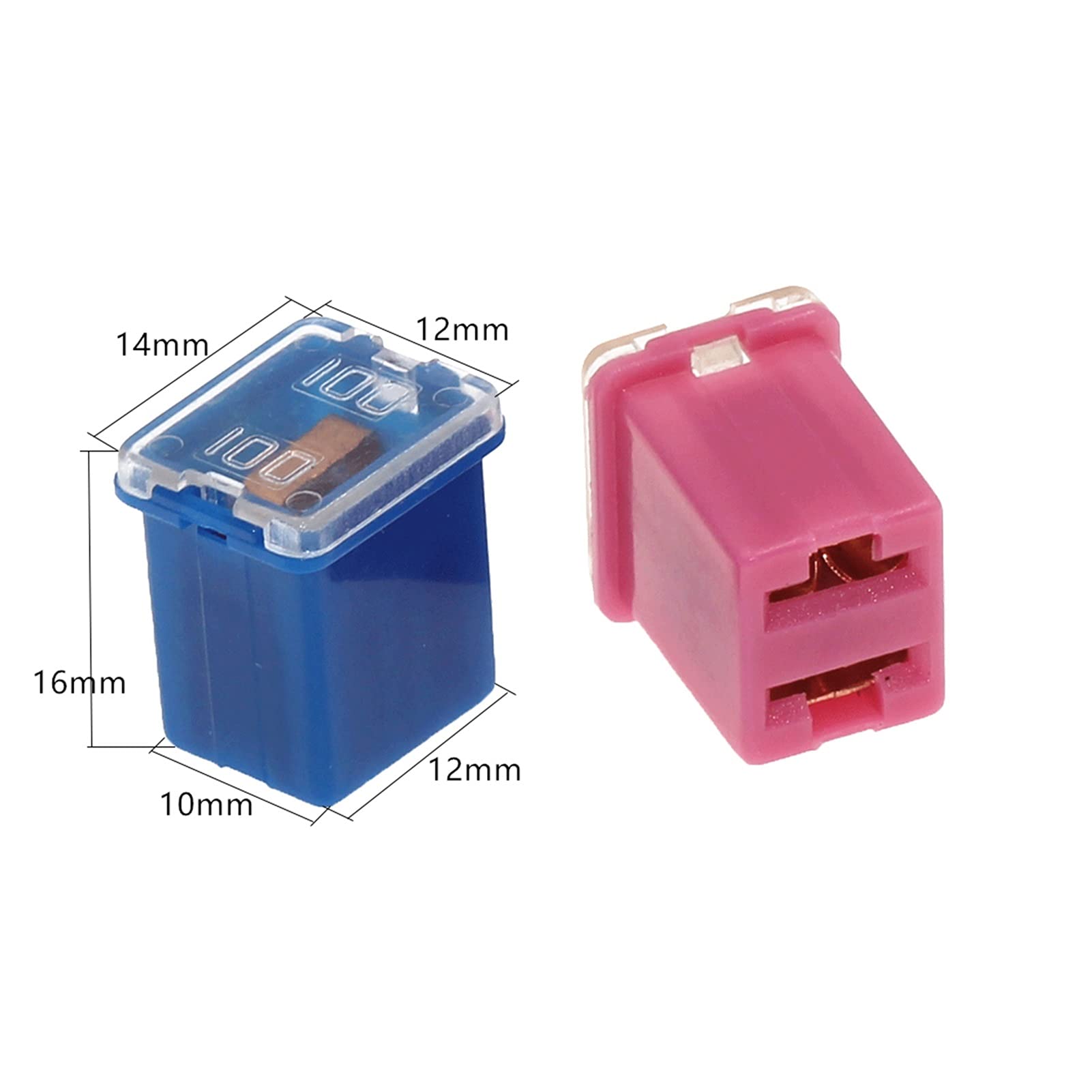 Fusible 100 Uds. Mini Fusible Cuadrado 20A 30A 40A 50A 60A Conjunto de fusibles de Coche automotriz con Caja de plástico Surtido de fusibles automáticos (Size : 40A)