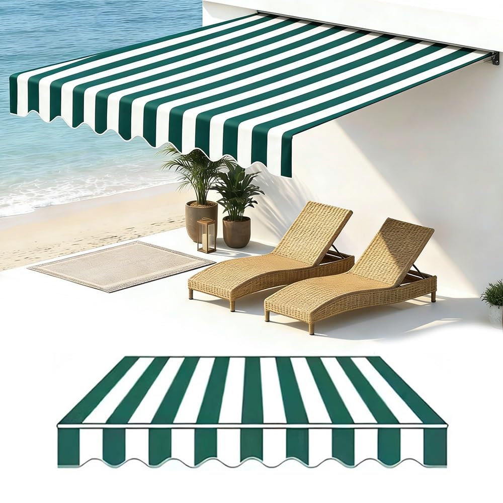 Toile de rechange pour auvent rétractable de terrasse 4x2.5m facile à installer