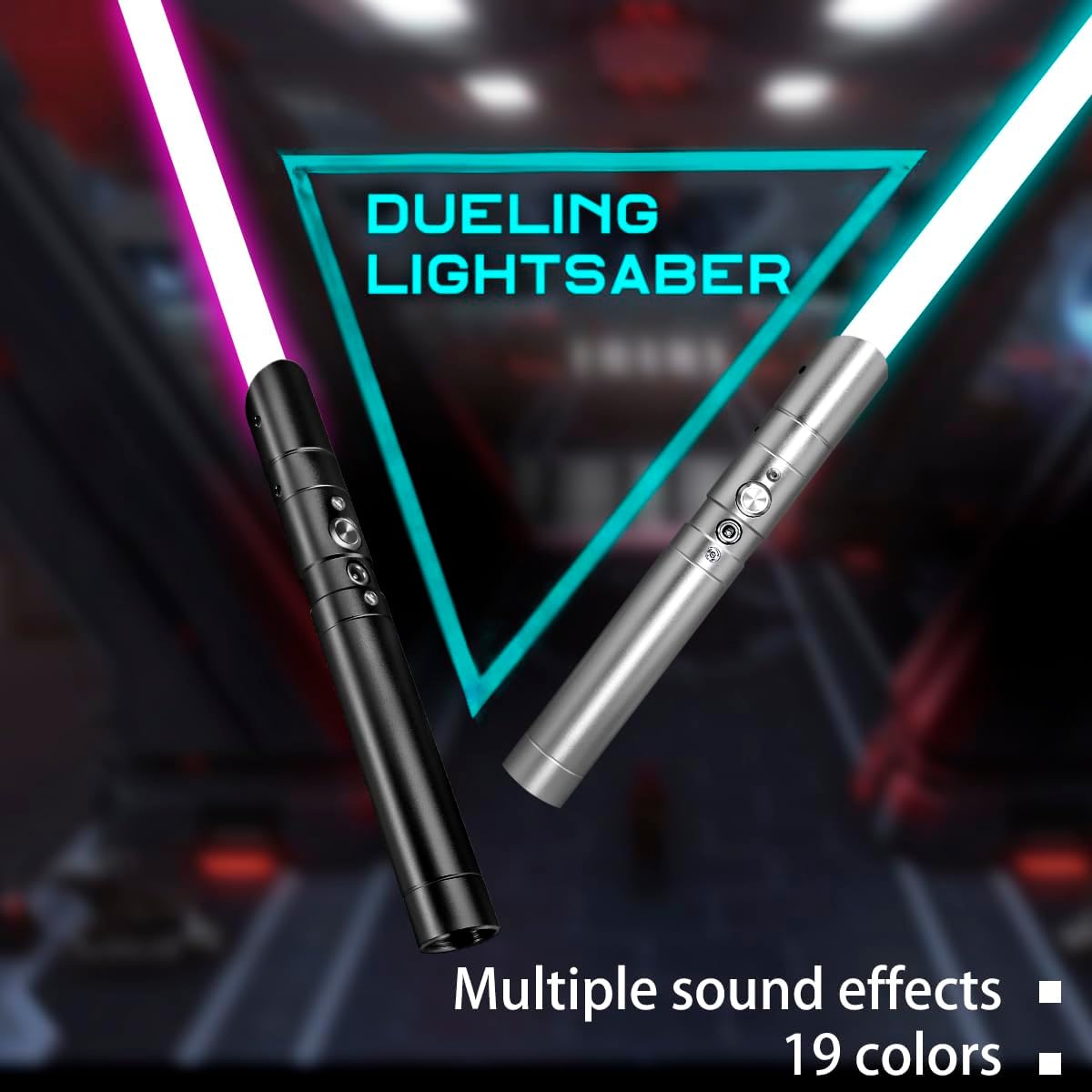 Light up Saber 19 RGB Colors 3 Modes Sounds, Rechargeable and Detachable, Metal Hilt Dueling 38inch Light Saber for Adults Cosplay Swords Dress Up Parties Christmas Halloween (Black)