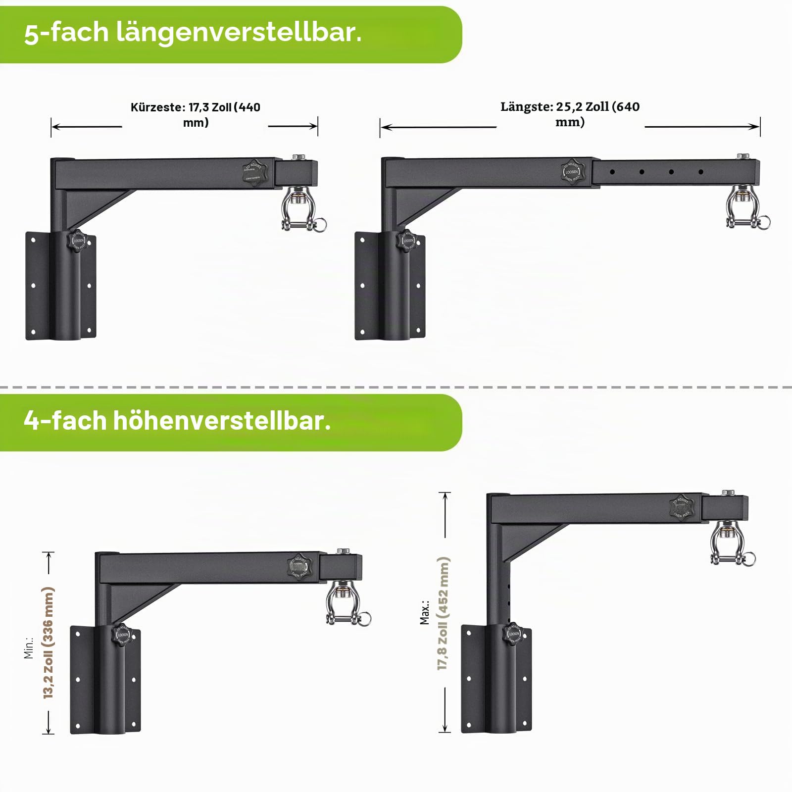 Dolibest Boxsack Wandhalterung, 360 Schwenkbar Boxsack Halterung Klappbar Boxsackhalter Stehend Verstellbar Schwere Aufhängung von 44-64cm Länge & 33-45cm Höhe, Bis 113-227kg