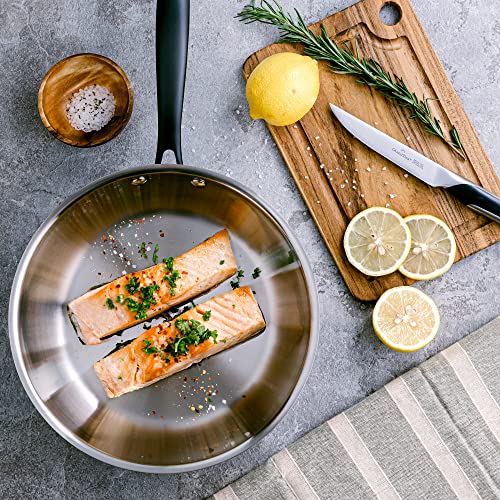 Grandties Full-Clad Tri-Ply Stainless Steel Frying Pan Induction Cookware – 10 Inch Stainless Steel Skillet, Marquina Black Metal Handles Kitchen Cooking Pan, Dishwasher And Oven Safe Pots And Pans #TOP5
