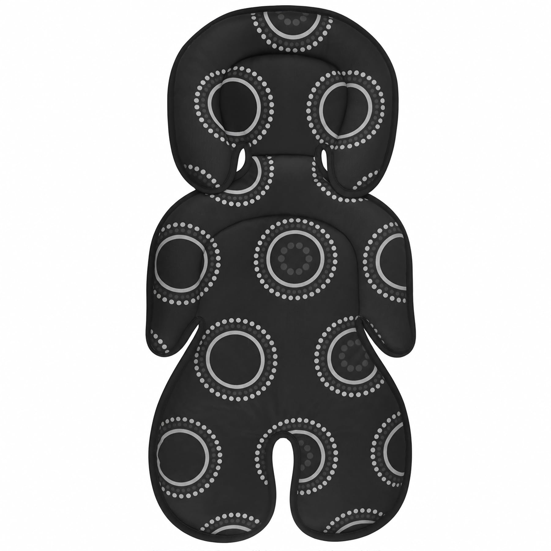 Infant Car Seat Insert, Dual-Sided Head and Body Support for All Season, Breathable Stroller Cushion Pad with Plush & Cooling Mesh, Newborn Seat Protector for Swing, High Chair, Pushchair (Black)