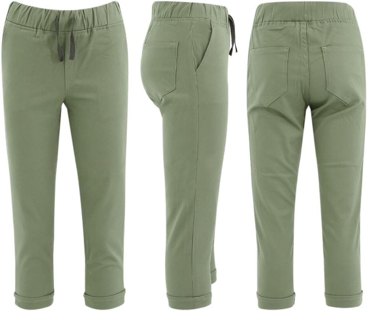 SIRRI Baby Boys Cotton Casual Pants Stretch Adjustable Waist Pants