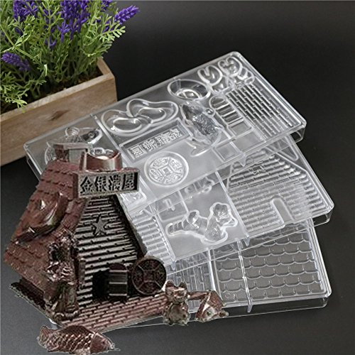 (3Pcs/Set) Unique 3 In 1 House Shape With Chinese Words Jin Yu Man Tang Pc Chocolate Cake Mold For Diy Bakery Accessories #TOP7