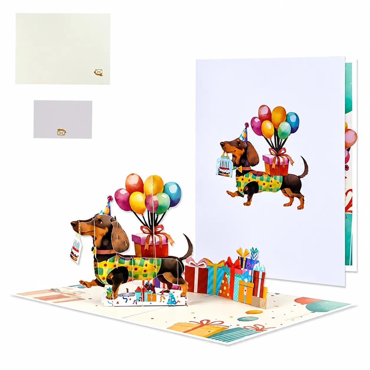 3D Pop Up Dachshund Birthday Card – Funny Sausage Dog Birthday Card for Women Men Kids, Cute Lover Gift with Envelope & Note Card, Birthday Card for Daughter Son Sister Ladies