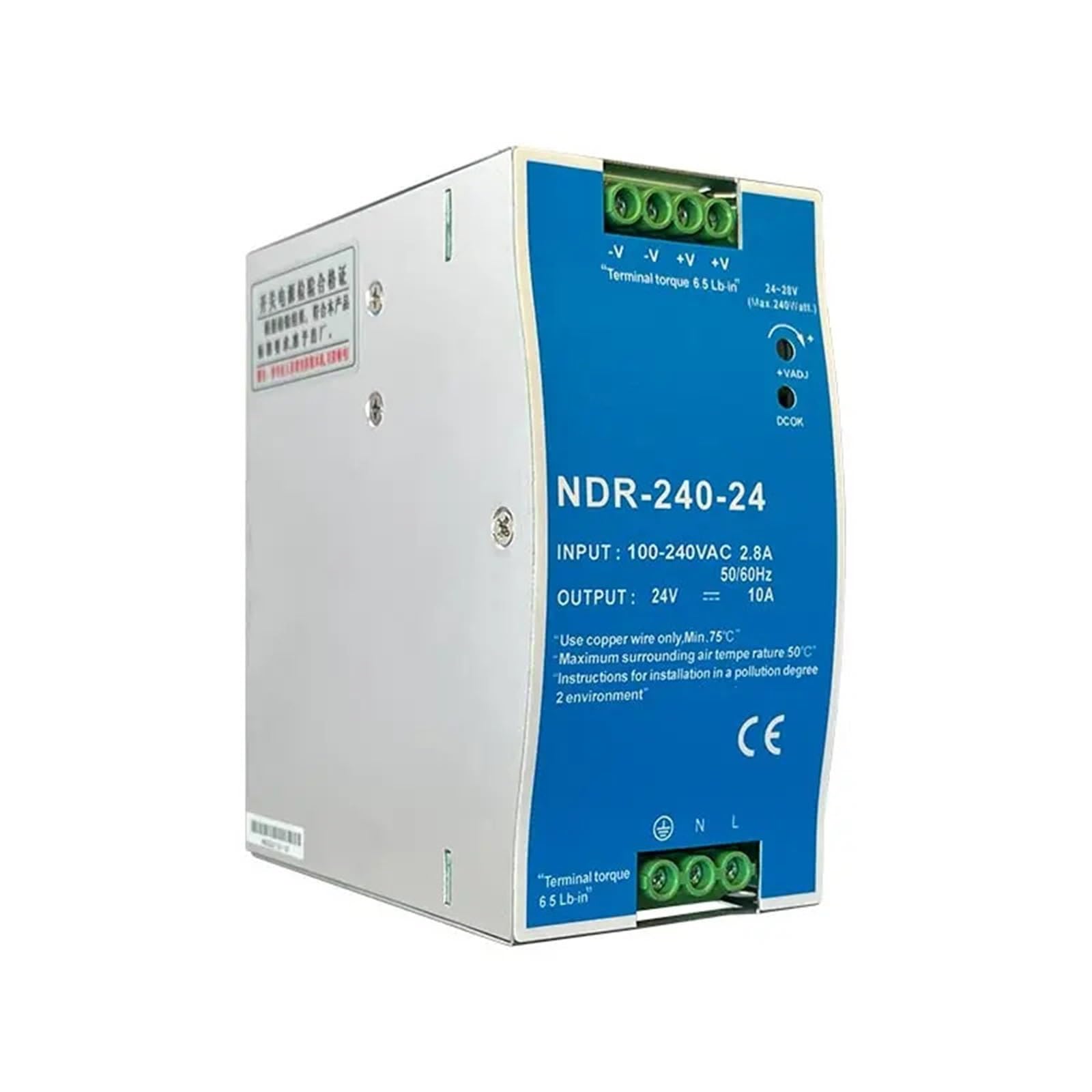 NDR 240 W 24 V 48 V Industrie-Einzelgruppen-Ausgangstransformator 240 VAC Schaltnetzteil 1 Stück(48V)