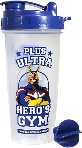 JUST FUNKY My Hero Academia Gym Workout Shaker Bottle - Botella de coctelera de color azul