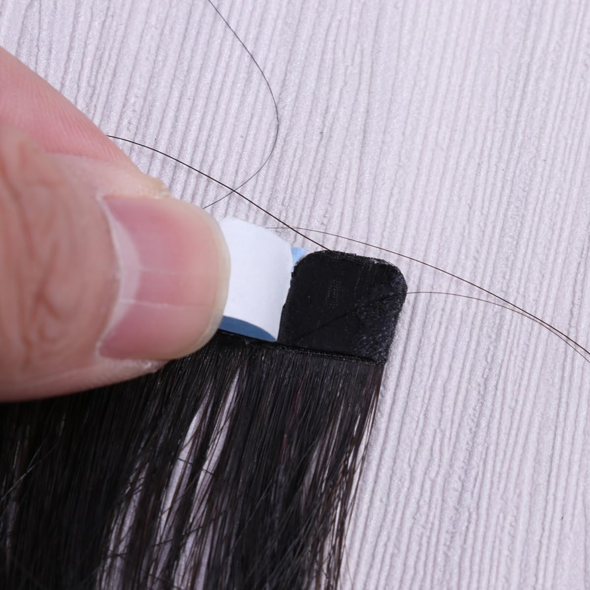 Angoily 3pcs Seamless Human Hair Wigs Tape in Hair Extensions Clip in Bangs Human