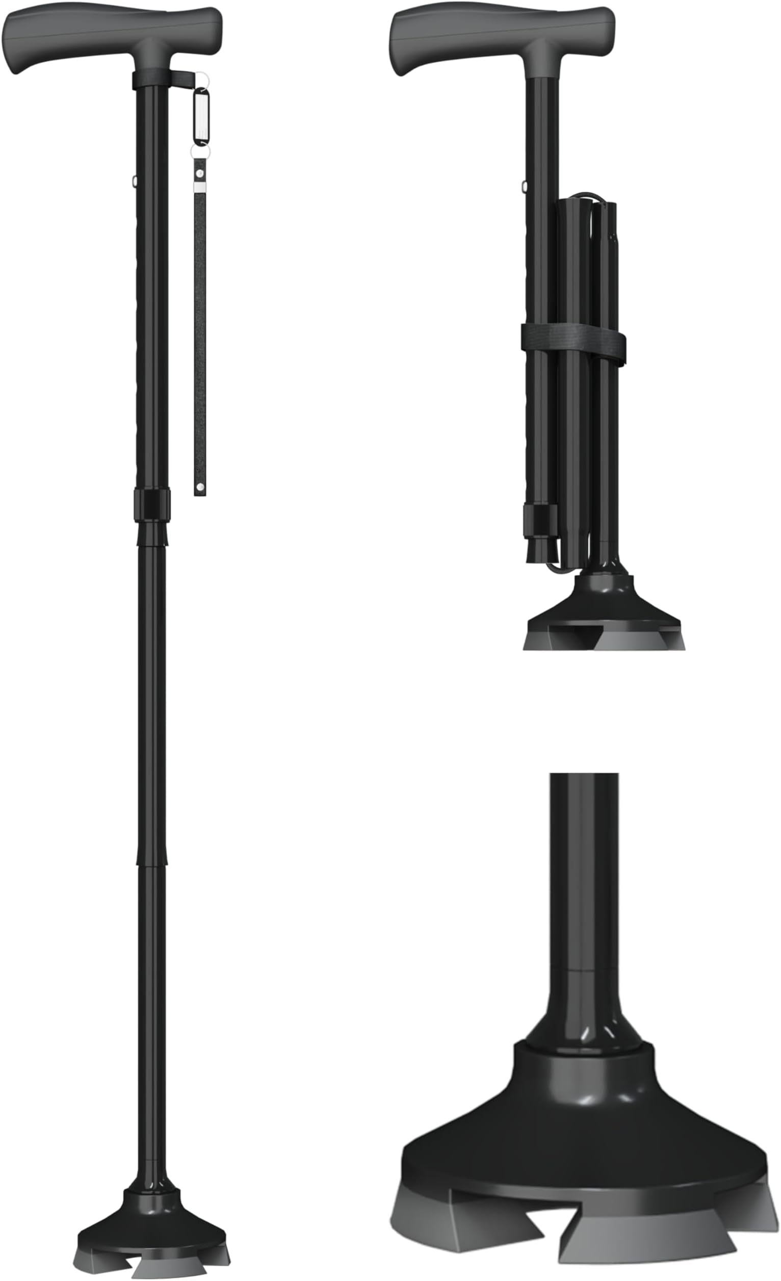 BONTECFoldable Walking Cane for Men & Women, Aluminium Collapsible Walking Stick with Anti-Slip Base, Lightweight & Height Adjustable, Heavy Duty Canes for Seniors & Adults