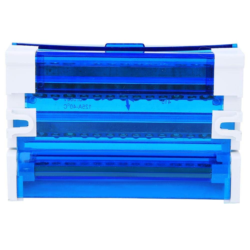 Walfront Bornier Rail DIN Monophasé Boîte de Distribution à 4 Niveaux 4 Entrées 56 Sorties Bloc de Câblage avec Couvercle Anti-poussière Transparent